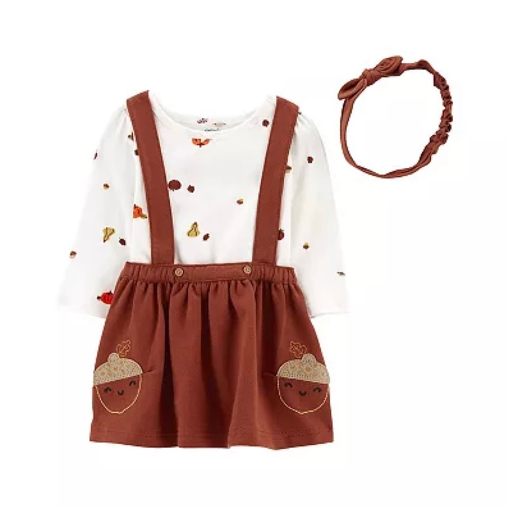 Carters Autumn Gourd Tee, Acorn Jumper, & Headwrap Set